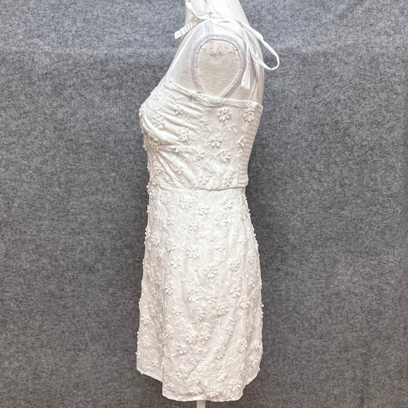 Francesca's Audrey Parks White Floral Eyelet Tie Strap Mini Dress Cottagecore SM - Picture 3 of 8